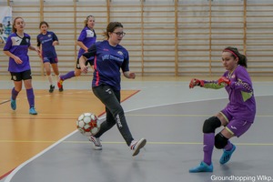 Interwencja bramkarska zawodniczki. (photo)