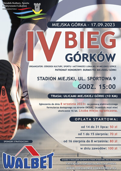 Plakat informujący o IV Biegu Górków